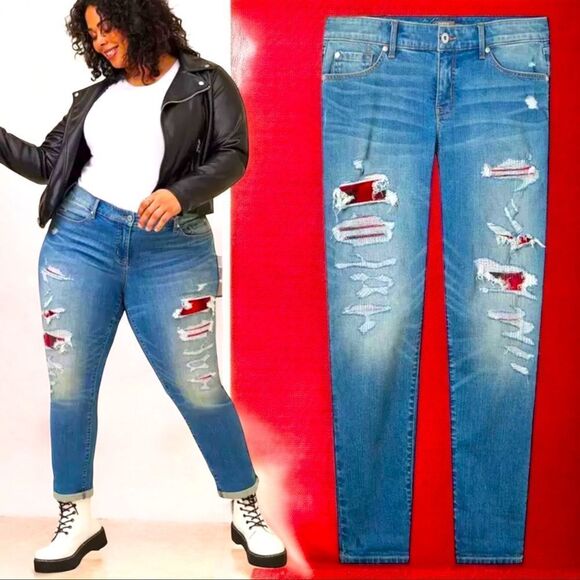Torrid Boyfriend Straight Vintage Stretch Mid-Rise Rip & Repair Jean Size 18 - Picture 1 of 11